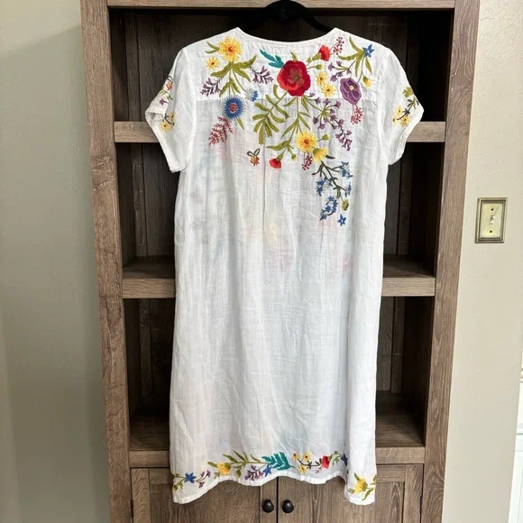 {Johnny Was} Adele Floral Embroidered Drape Tunic Dress, Size S - Picture 4 of 4